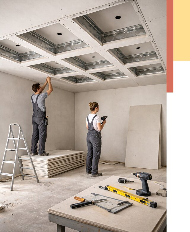 Кессонный потолок из гипсокартона в Ставрополе от 1921 руб. — монтаж и под ключ | ОТДЕЛОЧНИК-Ств