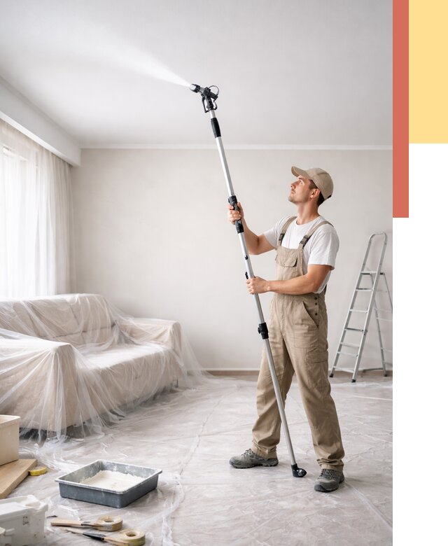 Покраска потолка краскопультом в Ставрополе от 4673 руб. быстро и недорого | ОТДЕЛОЧНИК-Ств