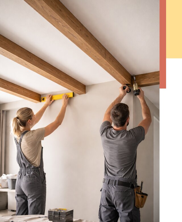 Монтаж декоративных балок на потолок в Ставрополе от 4361 руб. — ОТДЕЛОЧНИК-Ств